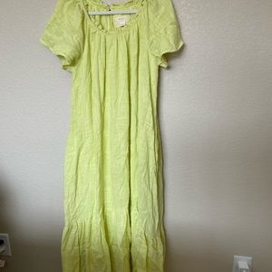 Maeve anthropologie lemon color long dress.